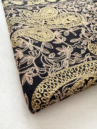 LARGE BLACK PAISLEY CASHMERE COTTON BLEND WINTER SHAWL BLANKET SCARF