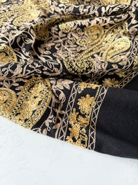 LARGE BLACK PAISLEY CASHMERE COTTON BLEND WINTER SHAWL BLANKET SCARF