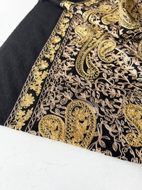 LARGE BLACK PAISLEY CASHMERE COTTON BLEND WINTER SHAWL BLANKET SCARF