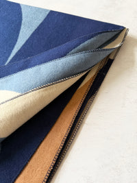 LARGE BLUE CASHMERE RETRO PRINT REVERSIBLE WINTER SHAWL BLANKET SCARF
