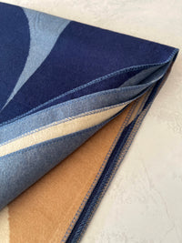 LARGE BLUE CASHMERE RETRO PRINT REVERSIBLE WINTER SHAWL BLANKET SCARF - A-SHU.CO.UK