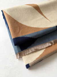 LARGE BLUE CASHMERE RETRO PRINT REVERSIBLE WINTER SHAWL BLANKET SCARF