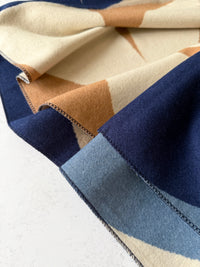 LARGE BLUE CASHMERE RETRO PRINT REVERSIBLE WINTER SHAWL BLANKET SCARF