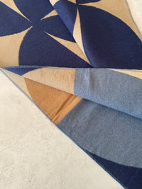 LARGE BLUE CASHMERE RETRO PRINT REVERSIBLE WINTER SHAWL BLANKET SCARF - A-SHU.CO.UK