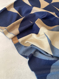 LARGE BLUE CASHMERE RETRO PRINT REVERSIBLE WINTER SHAWL BLANKET SCARF - A-SHU.CO.UK