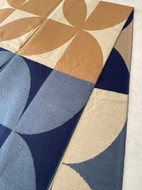 LARGE BLUE CASHMERE RETRO PRINT REVERSIBLE WINTER SHAWL BLANKET SCARF - A-SHU.CO.UK