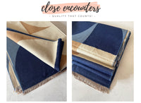 LARGE BLUE CASHMERE RETRO PRINT REVERSIBLE WINTER SHAWL BLANKET SCARF - A-SHU.CO.UK