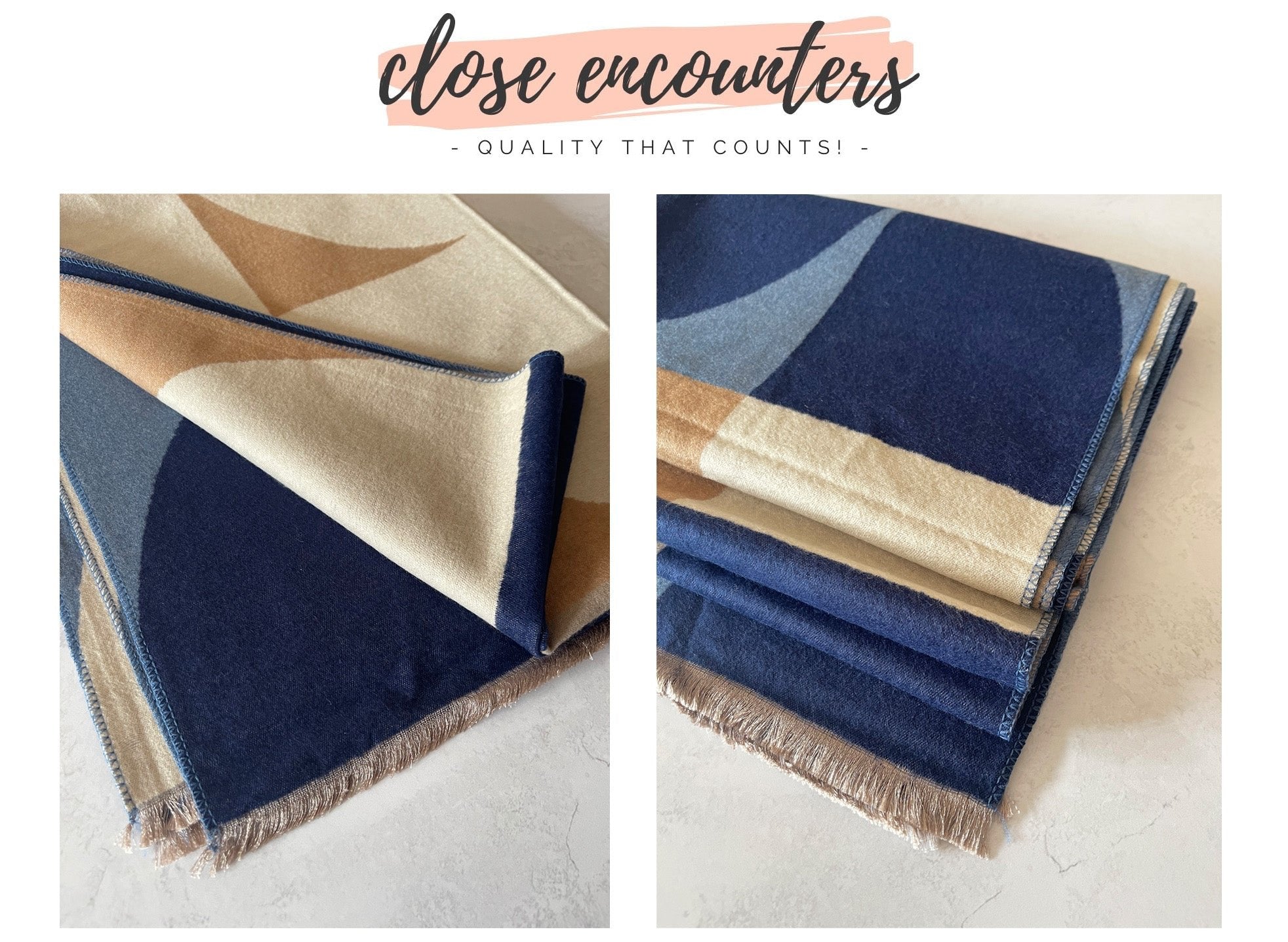 LARGE BLUE CASHMERE RETRO PRINT REVERSIBLE WINTER SHAWL BLANKET SCARF - A-SHU.CO.UK