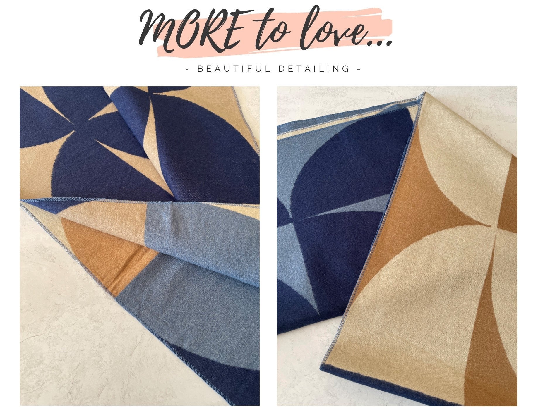 LARGE BLUE CASHMERE RETRO PRINT REVERSIBLE WINTER SHAWL BLANKET SCARF - A-SHU.CO.UK