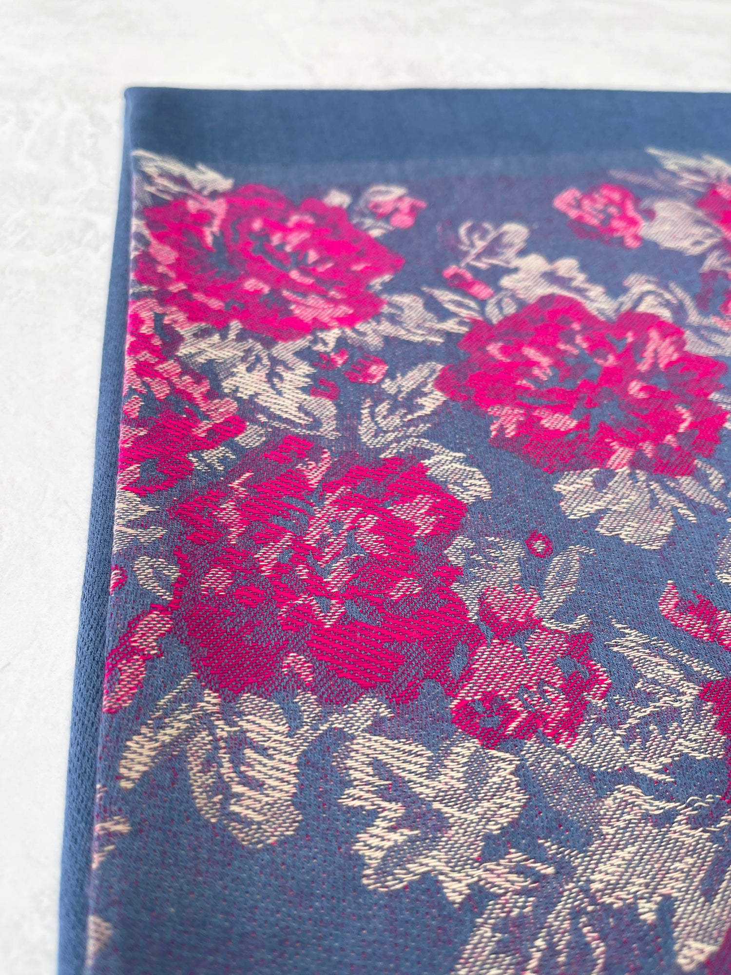 LARGE BLUE FLORAL PRINT SILKY FEEL PASHMINA SHAWL SCARF