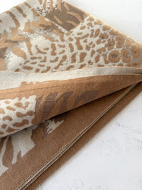 LARGE CAMEL ZEBRA LEOPARD PRINT REVERSIBLE WINTER SHAWL BLANKET SCARF