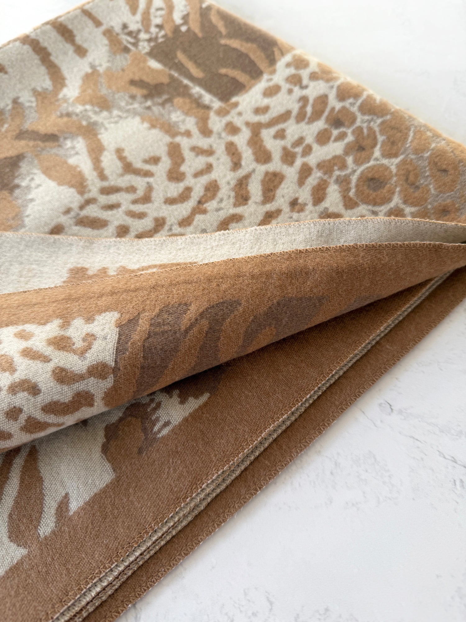 LARGE CAMEL ZEBRA LEOPARD PRINT REVERSIBLE WINTER SHAWL BLANKET SCARF
