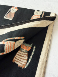 LARGE CASHMERE BLACK CAT PRINT REVERSIBLE WINTER SHAWL BLANKET SCARF