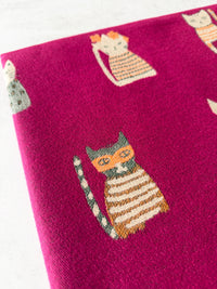 LARGE CASHMERE FUCHSIA PINK CAT PRINT REVERSIBLE WINTER SHAWL BLANKET SCARF