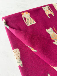 LARGE CASHMERE FUCHSIA PINK CAT PRINT REVERSIBLE WINTER SHAWL BLANKET SCARF