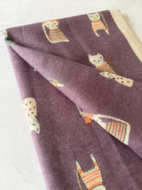 LARGE CASHMERE LILAC CAT PRINT REVERSIBLE WINTER SHAWL BLANKET SCARF