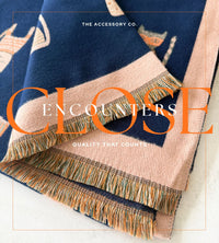 LARGE CASHMERE NAVY CAT PRINT REVERSIBLE WINTER SHAWL BLANKET SCARF