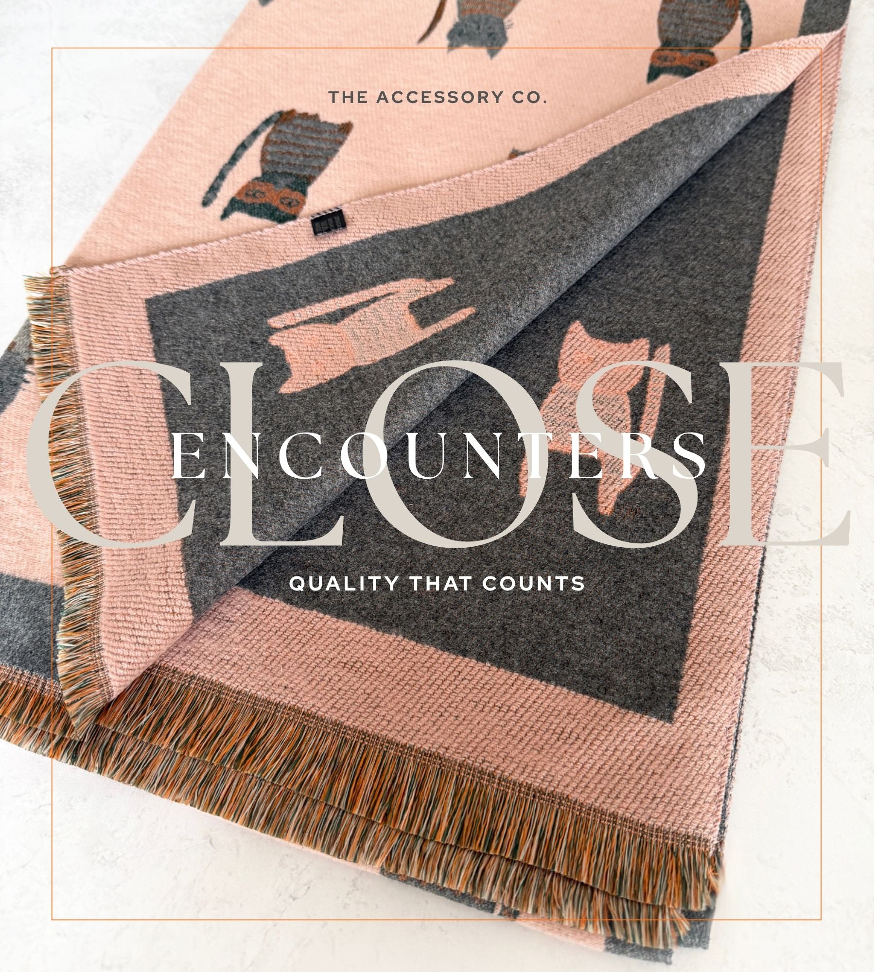 LARGE CASHMERE PINK/GREY CAT PRINT REVERSIBLE WINTER SHAWL BLANKET SCARF