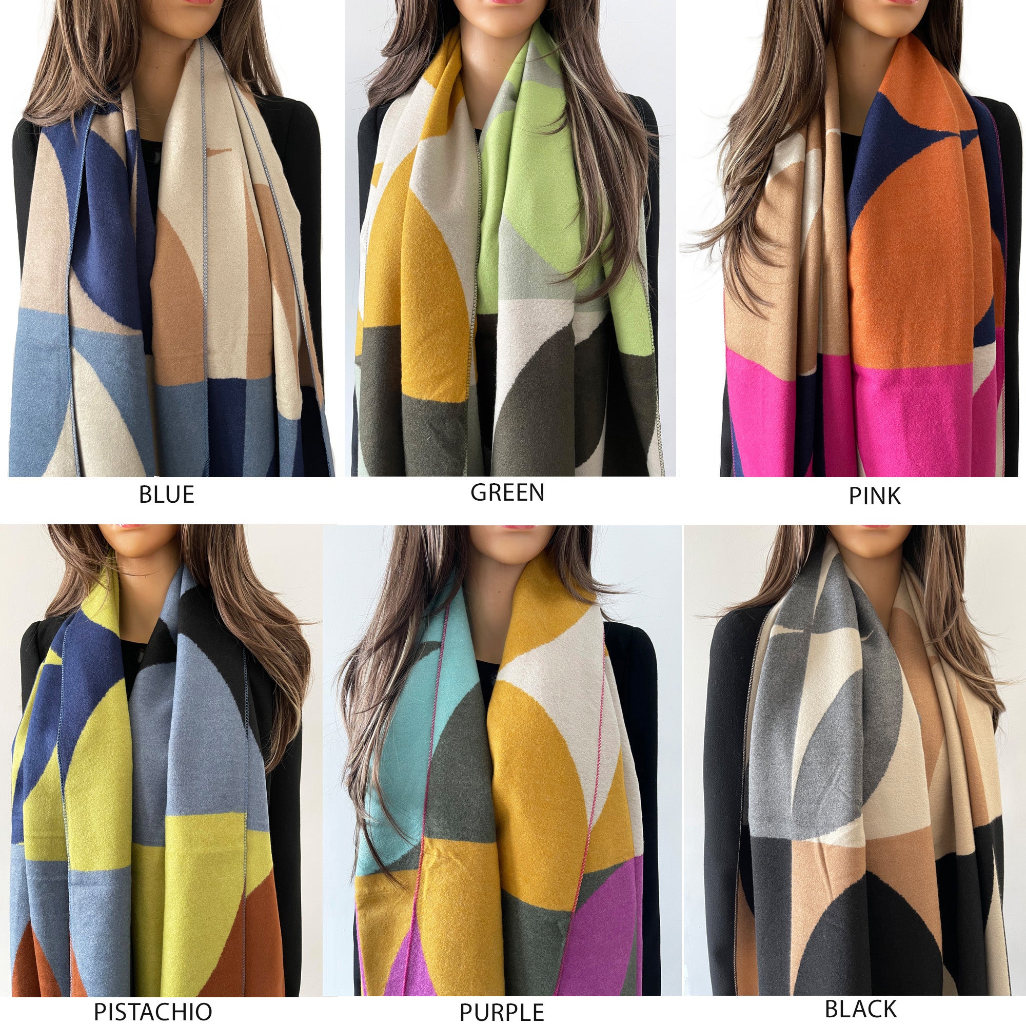 LARGE BLUE CASHMERE RETRO PRINT REVERSIBLE WINTER SHAWL BLANKET SCARF - A-SHU.CO.UK
