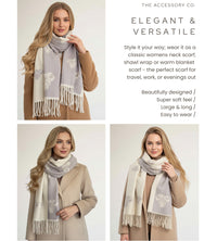 LARGE CREAM HIGHLAND COW CASHMERE REVERSIBLE SHAWL SCARF