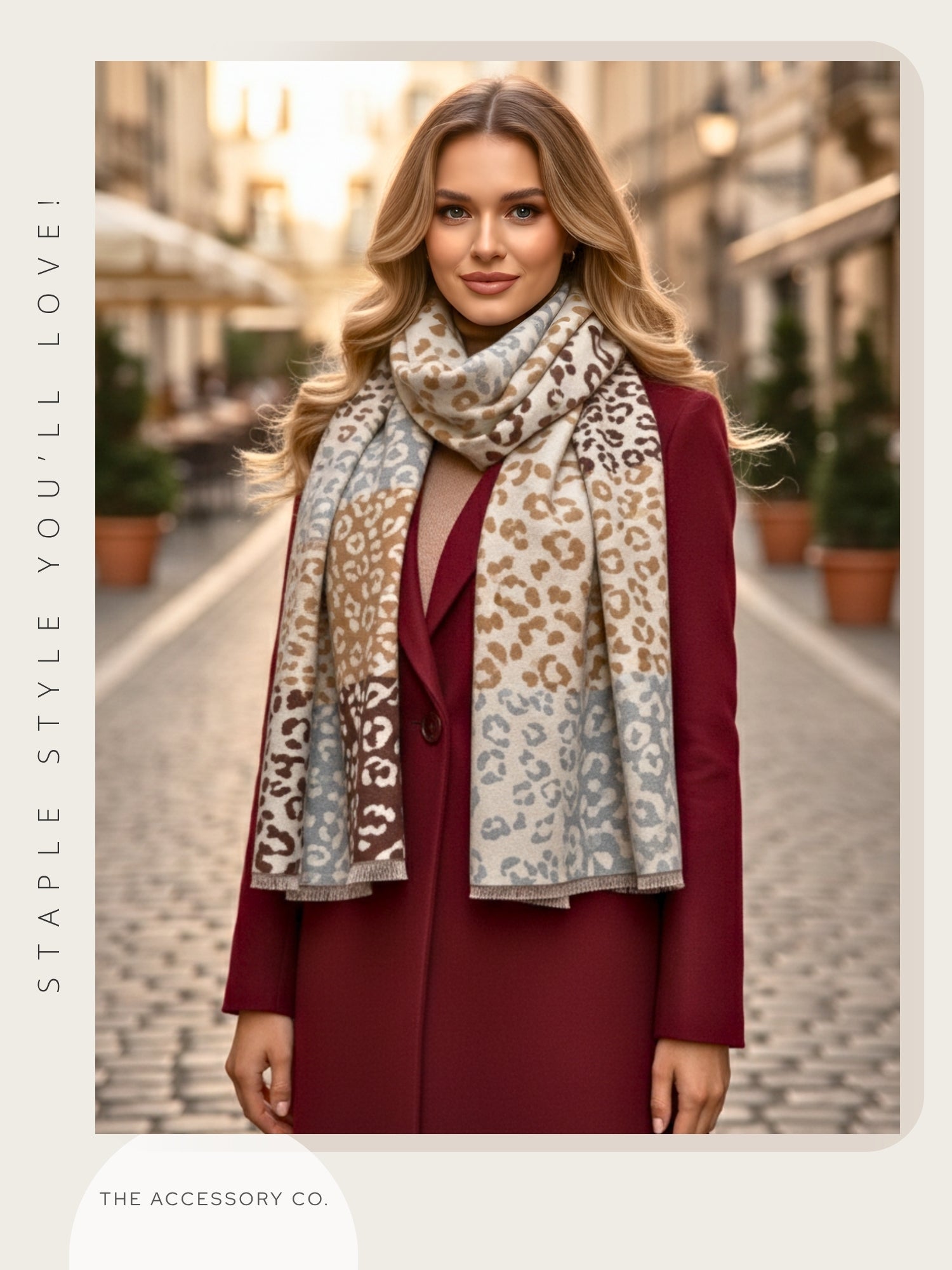 Cream Multicolour Leopard Print Scarf