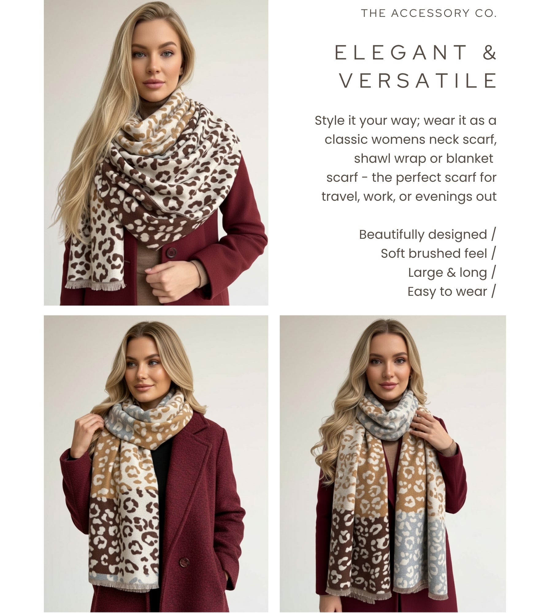 Cream Multicolour Leopard Print Scarf