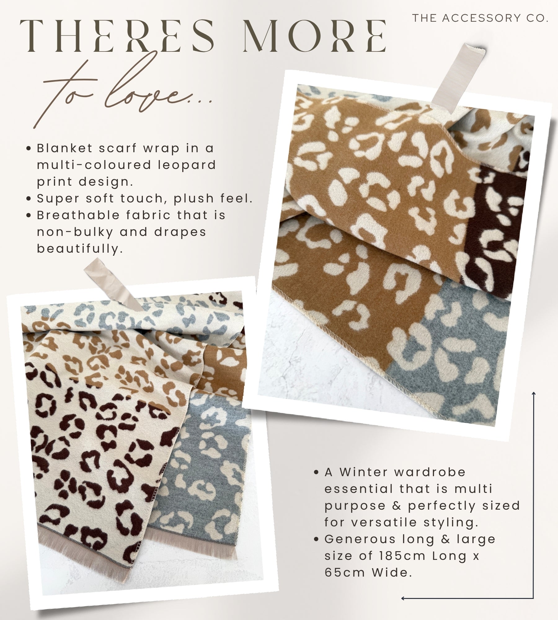 Cream Multicolour Leopard Print Scarf