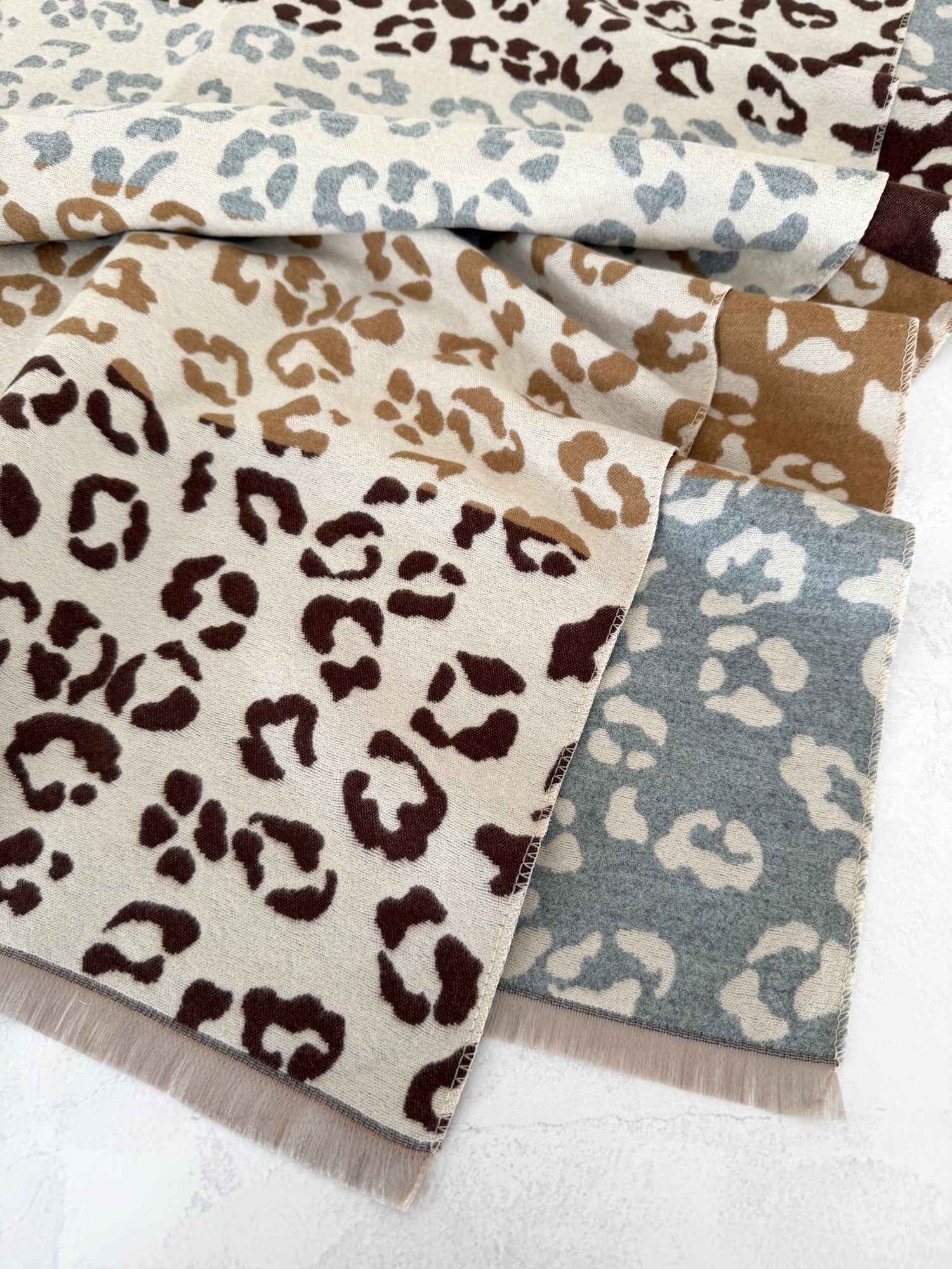 Cream Multicolour Leopard Print Scarf