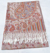 LARGE CREAM MULTI COLOUR PAISLEY PASHMINA SHAWL SCARF WRAP