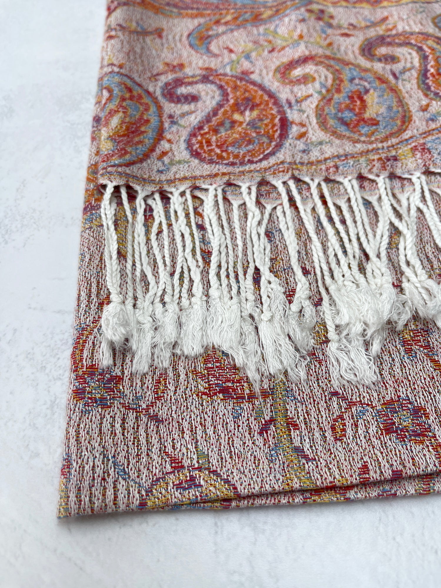 LARGE CREAM MULTI COLOUR PAISLEY PASHMINA SHAWL SCARF WRAP