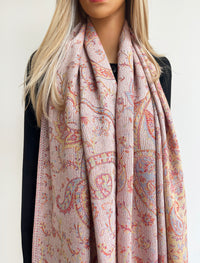 LARGE CREAM MULTI COLOUR PAISLEY PASHMINA SHAWL SCARF WRAP