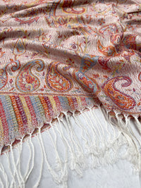 LARGE CREAM MULTI COLOUR PAISLEY PASHMINA SHAWL SCARF WRAP