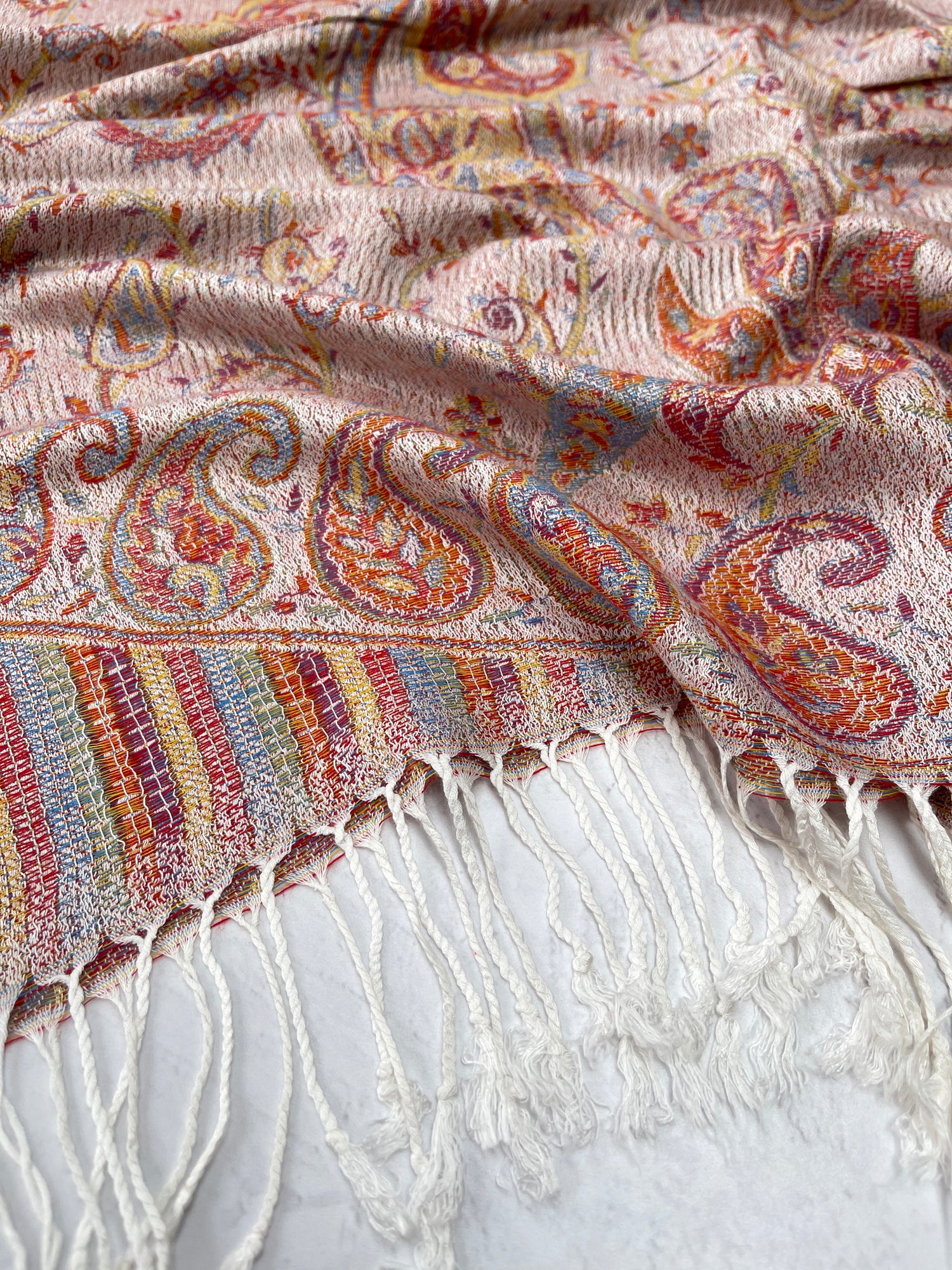 LARGE CREAM MULTI COLOUR PAISLEY PASHMINA SHAWL SCARF WRAP