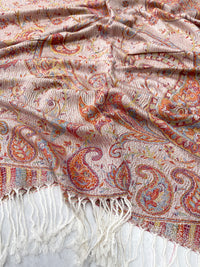 LARGE CREAM MULTI COLOUR PAISLEY PASHMINA SHAWL SCARF WRAP