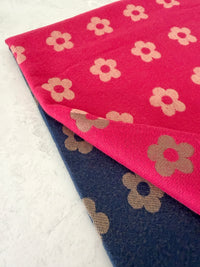 LARGE FUCHSIA PINK FLOWER PRINT REVERSIBLE WINTER SHAWL BLANKET SCARF