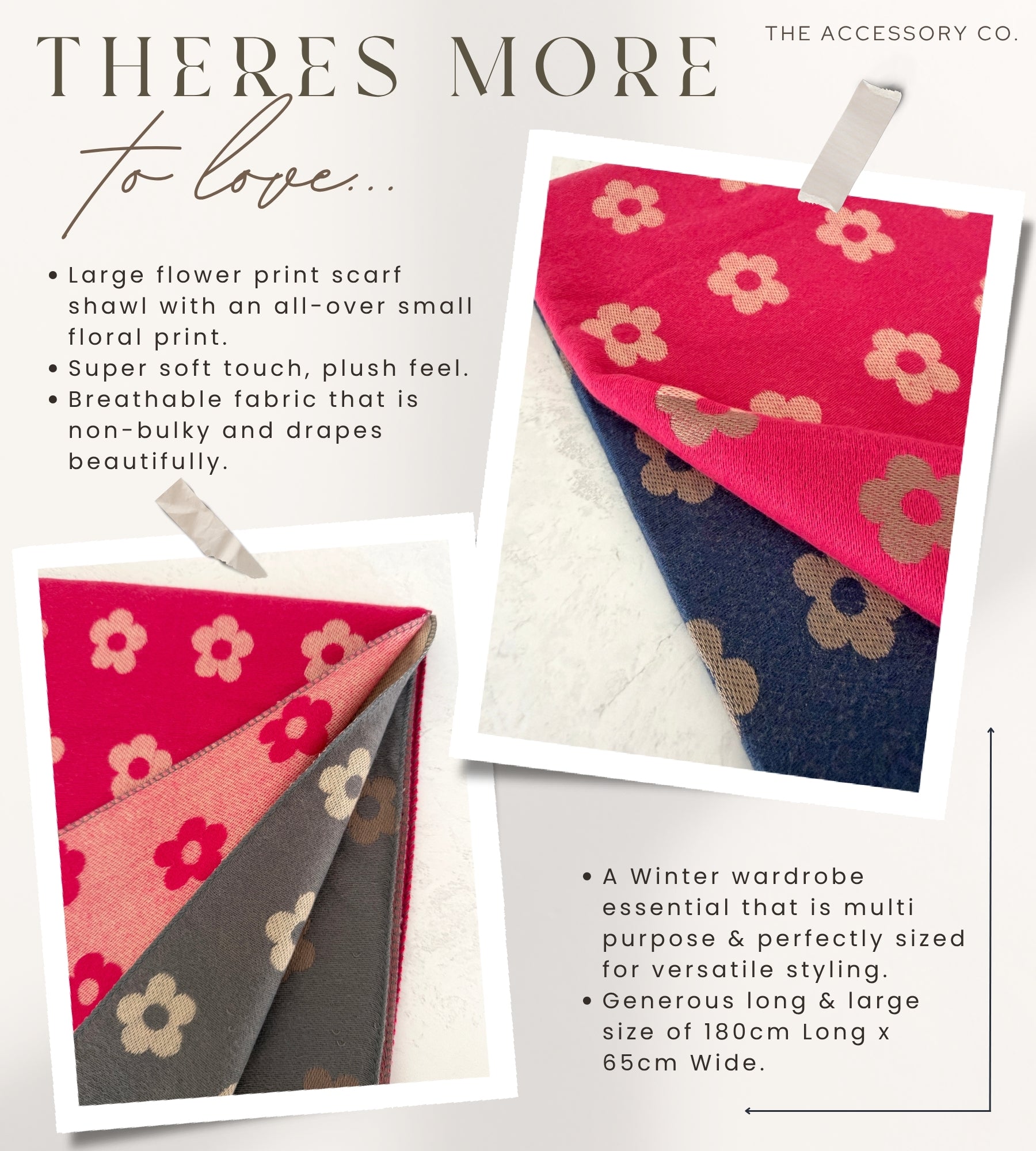 LARGE FUCHSIA PINK FLOWER PRINT REVERSIBLE WINTER SHAWL BLANKET SCARF