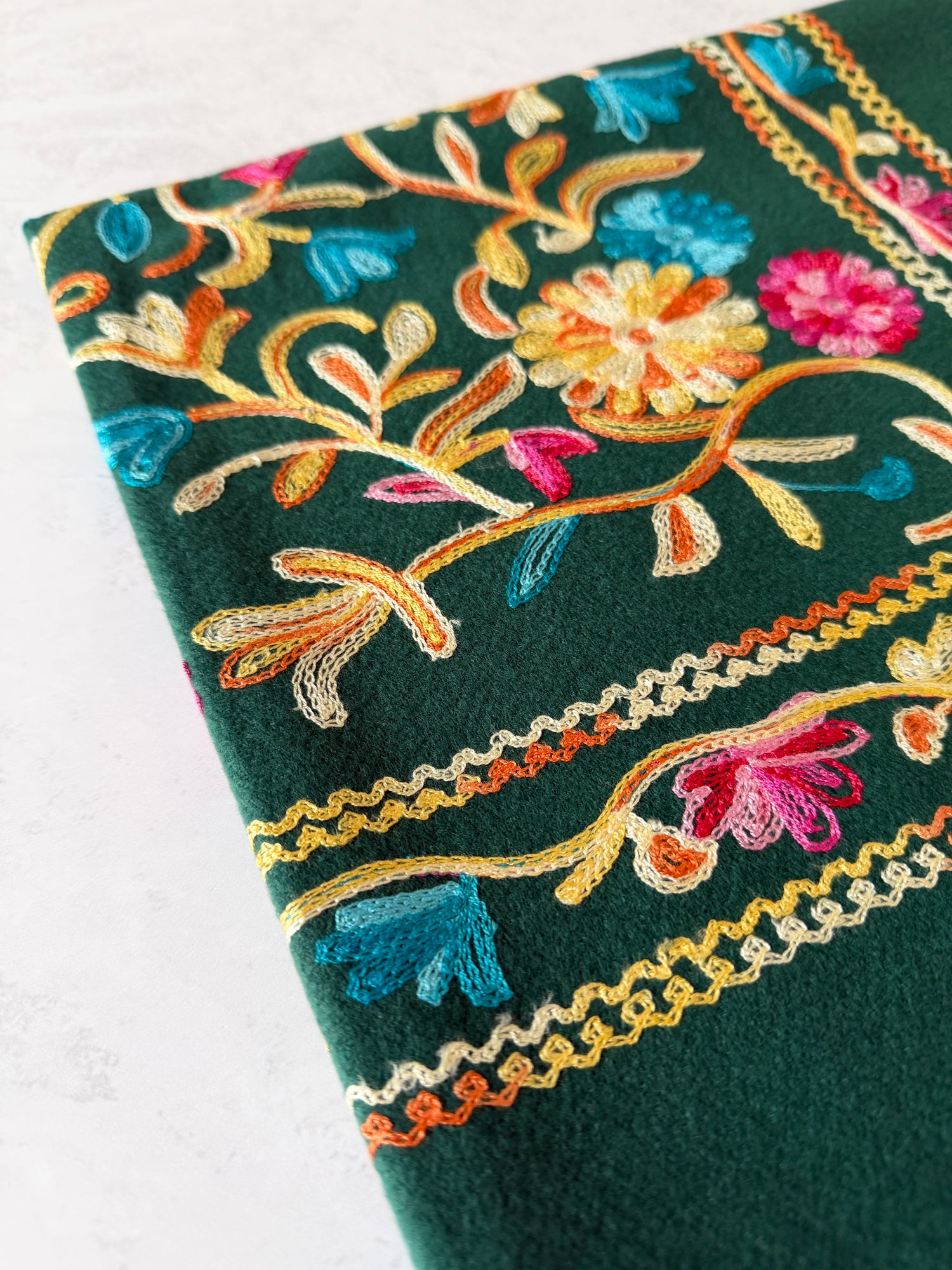 LARGE GREEN FLOWER PRINT CASHMERE COTTON BLEND WINTER SHAWL BLANKET SCARF