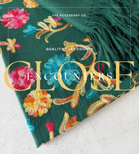 LARGE GREEN FLOWER PRINT CASHMERE COTTON BLEND WINTER SHAWL BLANKET SCARF