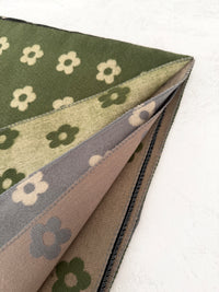 LARGE GREEN FLOWER PRINT REVERSIBLE WINTER SHAWL BLANKET SCARF