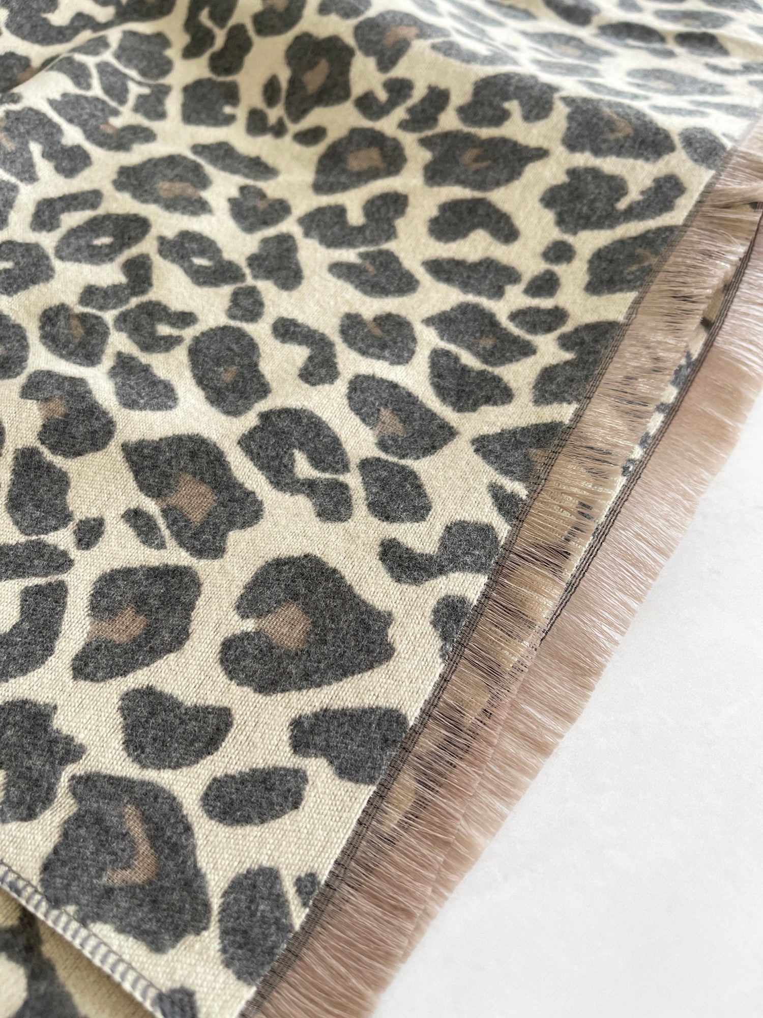 LARGE GREY LEOPARD PRINT REVERSIBLE WINTER SHAWL BLANKET SCARF