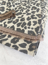 LARGE GREY LEOPARD PRINT REVERSIBLE WINTER SHAWL BLANKET SCARF