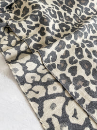 LARGE GREY LEOPARD PRINT REVERSIBLE WINTER SHAWL BLANKET SCARF