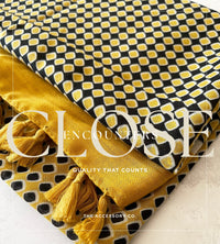 LARGE MUSTARD YELLOW DIAMOND PRINT SHAWL SCARF WITH TASSELS