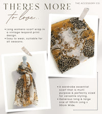 LARGE MUSTARD YELLOW VINTAGE LEOPARD PRINT SHAWL SCARF