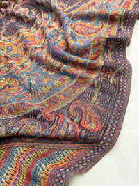 LARGE NAVY BLUE MULTI COLOUR PAISLEY PASHMINA SHAWL SCARF WRAP