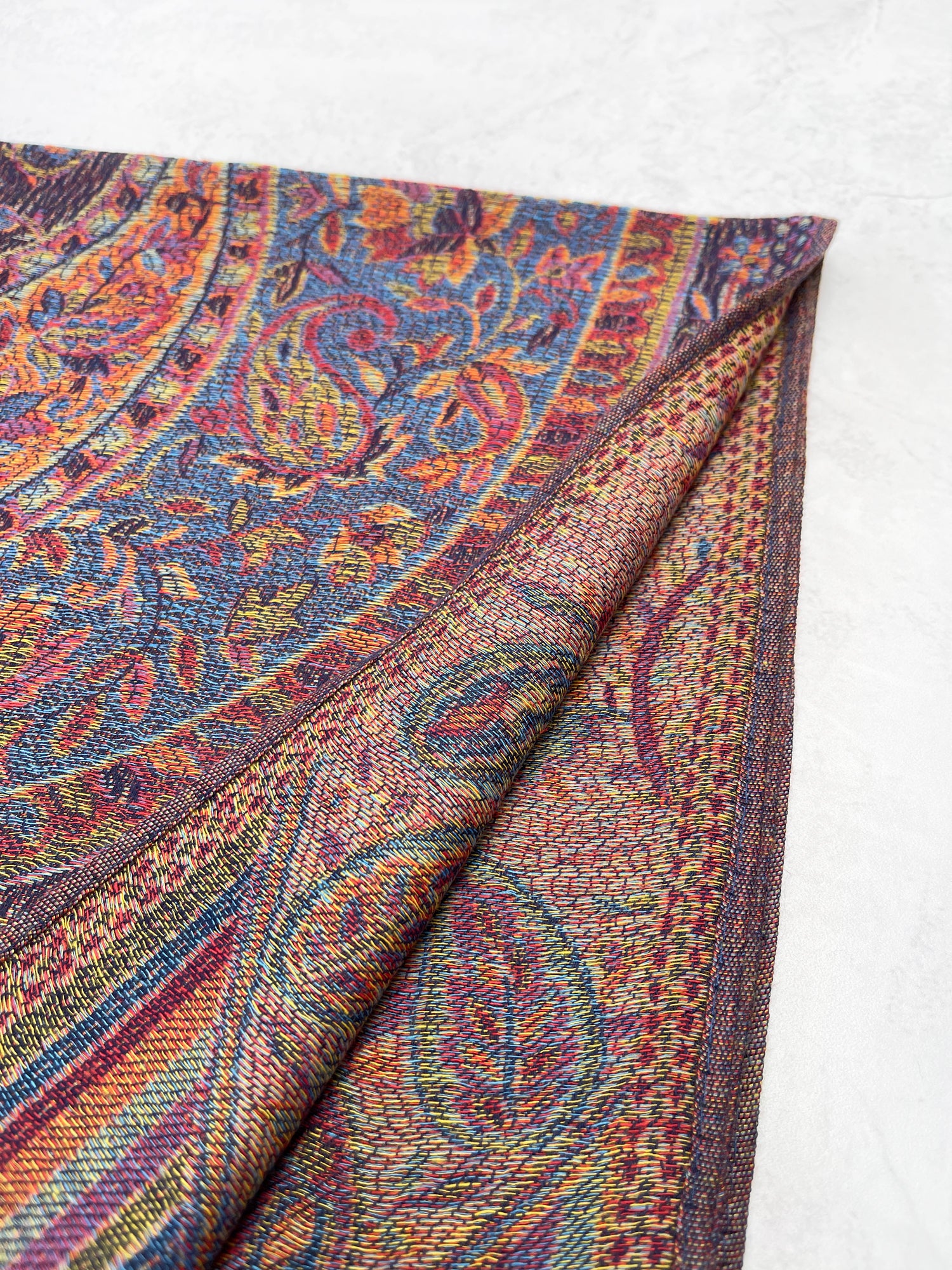 LARGE NAVY BLUE MULTI COLOUR PAISLEY PASHMINA SHAWL SCARF WRAP