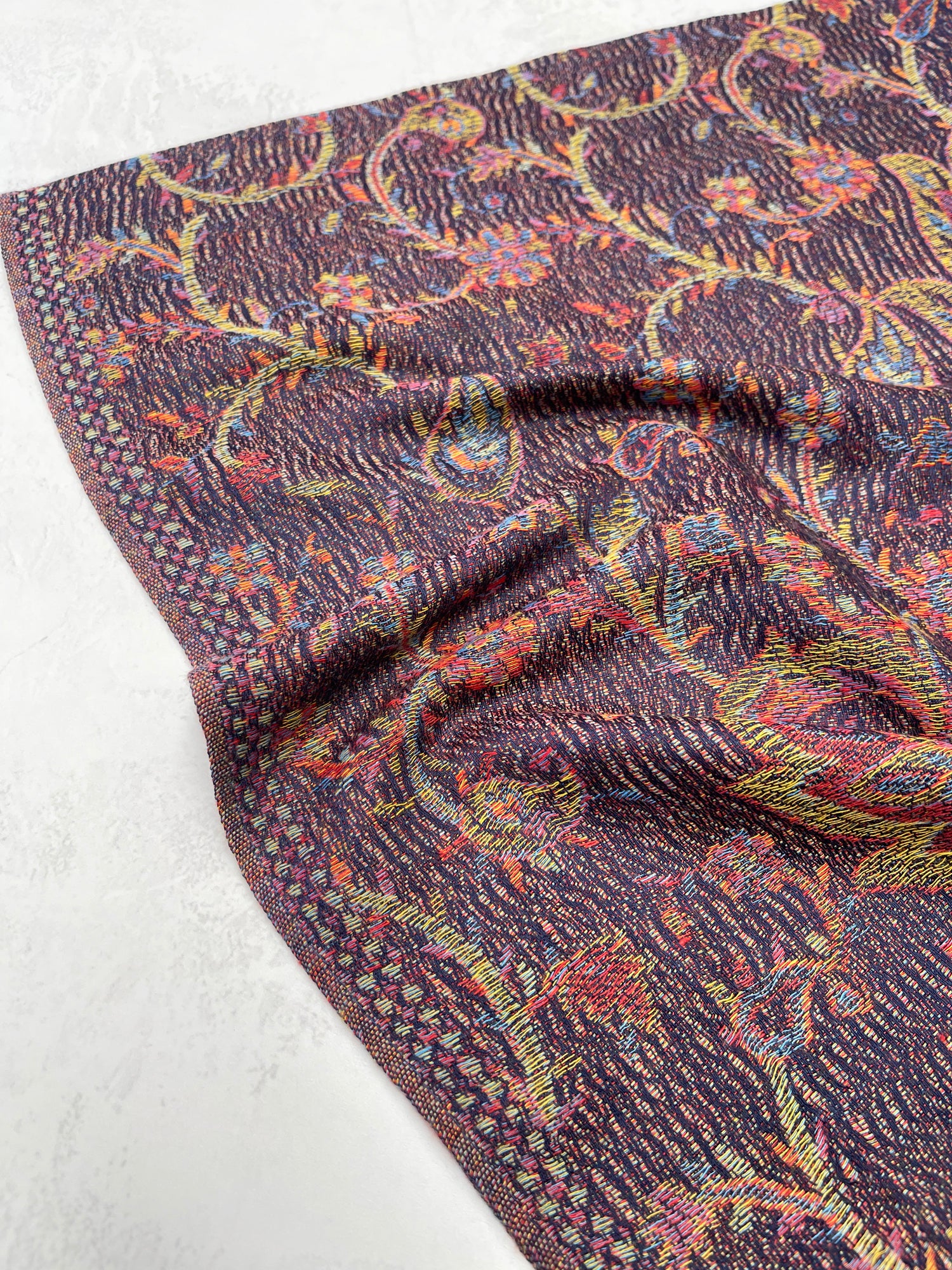 LARGE NAVY BLUE MULTI COLOUR PAISLEY PASHMINA SHAWL SCARF WRAP