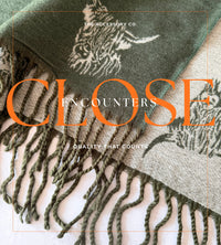 LARGE OLIVE BEIGE HIGHLAND COW CASHMERE REVERSIBLE SHAWL SCARF