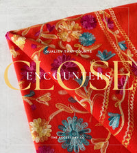 LARGE ORANGE FLOWER PRINT CASHMERE COTTON BLEND WINTER SHAWL BLANKET SCARF