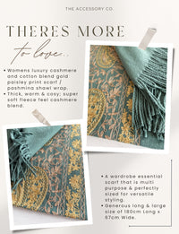 LARGE PASTEL GREEN PAISLEY CASHMERE COTTON BLEND WINTER SHAWL BLANKET SCARF